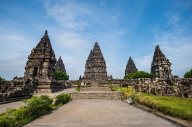 Endonezya, Yogyakarta 'daki Prambanan tapınağı kompleksi. Prambanan 9. yüzyıldan kalma bir Hindu tapınağı ve UNESCO Dünya Mirası Alanı.