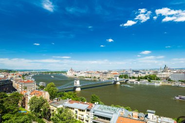 Budapeşte yaz kenti Macar parlamento binası ve Tuna Nehri, Macaristan