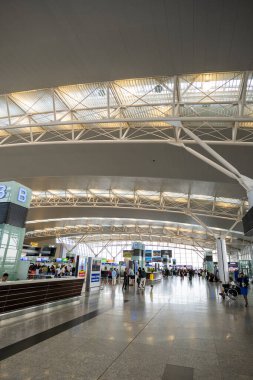 Hanoi, Vietnam - 12.15.2023: Hanoi, Vietnam 'daki Noi Bai Uluslararası Havaalanı. Hanoi Havaalanı Vietnam 'daki en yoğun ikinci havaalanıdır.