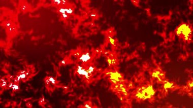 Yavaş çekimde kırmızı renkli güvenlik duvarı, 4K 60FPS 'de koyu bir arkaplanda yükselen bir ateş duvarının pürüzsüz döngüsüyle..