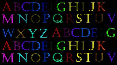 Yüksek çözünürlüklü alfabe renkli A 'dan Z' ye. Alfabe, A 'dan Z' ye, İngiliz alfabesi. Kullanımı kolay.