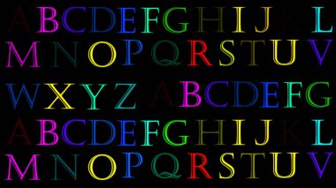 Yüksek çözünürlüklü alfabe renkli A 'dan Z' ye. Alfabe, A 'dan Z' ye, İngiliz alfabesi. Kullanımı kolay.