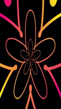Sonsuz neon renkli, ışıldayan çiçek şeklindeki tünel, dikişsiz döngülü animasyon tünelinde. Dikey yüksek çözünürlüklü Parlak Gradyan Neon Işık Çiçek Tüneli.