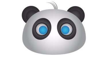 Tatlı Panda basit animasyonu 4K-Alpha Channel 'da. Siyah beyaz şirin panda animasyonu.