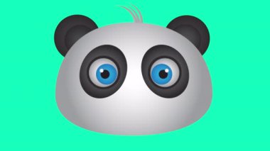Tatlı Panda basit animasyonu 4K-Alpha Channel 'da. Sağda solda hareket eden sevimli panda gözleri canlandırması. Siyah beyaz şirin panda animasyonu.