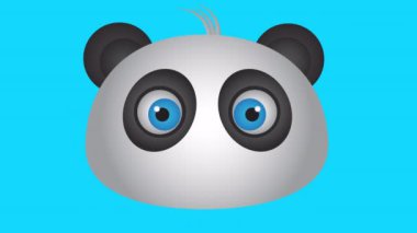 Tatlı Panda basit animasyonu 4K-Alpha Channel 'da. Sağda solda hareket eden sevimli panda gözleri canlandırması. Siyah beyaz şirin panda animasyonu.
