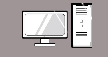 Bilgisayar (PC) soyut illüstrasyon tasarım simgesi masaüstü yüksek çözünürlükte. Renkli bilgisayar soyut illüstrasyon tasarım ikonu hareket grafikleri.