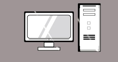 Bilgisayar (PC) soyut illüstrasyon tasarım simgesi masaüstü yüksek çözünürlükte. Renkli bilgisayar soyut illüstrasyon tasarım ikonu hareket grafikleri.