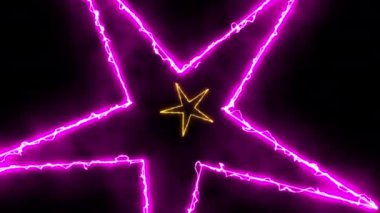 Neon renkli, pürüzsüz halkalı animasyon tüneli hareket hızıyla ilerliyor. 4k 'da parlayan neon renkli ışık tüneli.