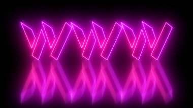 Yüksek çözünürlüklü koyu bir arkaplan üzerinde parıldayan neon renkli hareket çizgisi olan neon renkli WWW kelime tasviri. Teknoloji video materyali illüstrasyonu. Kullanımı kolay.