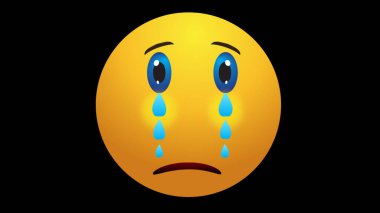 Alfa kanalında ağlayan bir resim. Ağlayan emoji çiziminin yüksek çözünürlüklü animasyonu. Kullanımı kolay.