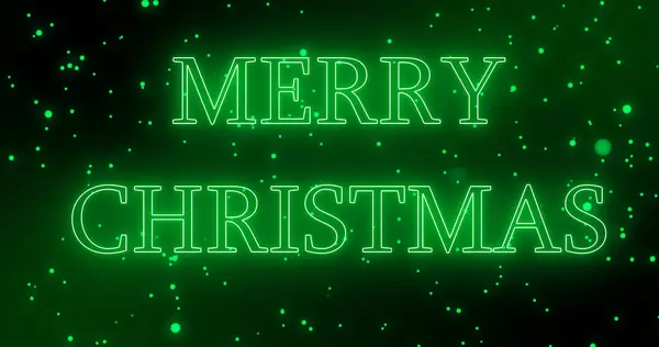 Yeşil neon renkli mutlu noel metni çizimi, yüksek çözünürlüklü yeşil neon renkli kar. Yeşil neon rengi Mutlu Noeller animasyonu.