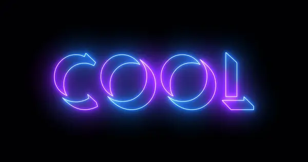 Yüksek çözünürlüklü koyu bir arkaplan üzerinde parıldayan neon renkli bir taslak taşıyan neon renkli bir yazı illüstrasyonu. Kullanımı kolay.