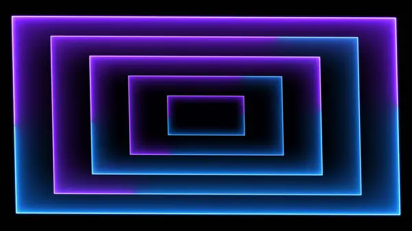 Neon renkli, pürüzsüz halkalı animasyon tüneli hareket hızıyla ilerliyor. Parlayan neon renkli ışık tüneli çizimi.