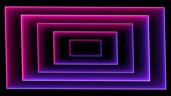 Neon renkli, pürüzsüz halkalı animasyon tüneli hareket hızıyla ilerliyor. Parlayan neon renkli ışık tüneli çizimi.