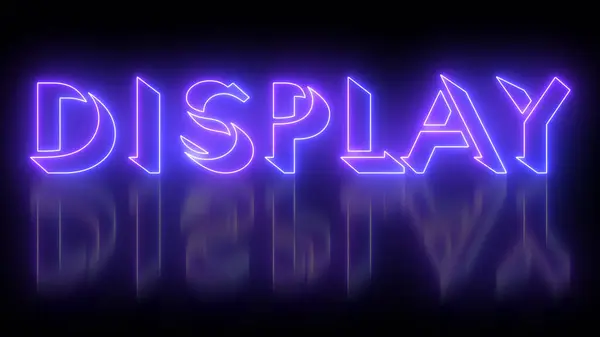 Yüksek çözünürlüklü koyu bir arkaplan üzerinde parıldayan neon renkli hareket çizgisi olan neon renkli kelime gösterimi. Teknoloji video materyali illüstrasyonu. Kullanımı kolay.