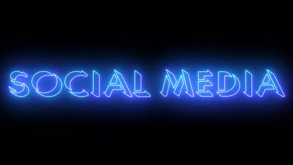Yüksek çözünürlüklü koyu bir arka plan üzerinde parıldayan neon renkli hareketli bir taslak içeren Neon renkli Sosyal Medya kelime metni çizimi. Teknoloji video materyali illüstrasyonu. Kullanımı kolay.