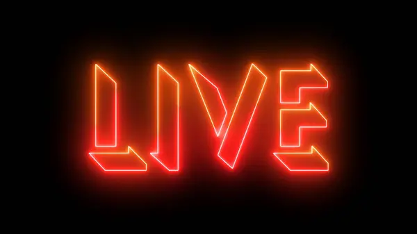 stock image Live neon glowing text illustration. Neon-colored Live text with a glowing neon-colored moving outline on a dark background. Technology video material illustration. Easy to use.