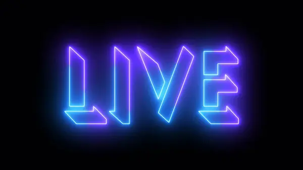 stock image Live neon glowing text illustration. Neon-colored Live text with a glowing neon-colored moving outline on a dark background. Technology video material illustration. Easy to use.