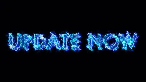 stock image Update Now text cool illustration. Easy to put into any video. Neon-colored text with a glowing moving outline on a dark background illustration. Technology video material animation.