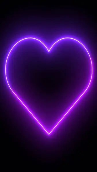Dikey yüksek çözünürlüklü Love Heart Neon Işıkları Illustration. Sevgililer Günü, Anneler Günü, Düğünler ve Babalar Günü için kalp çizimi arkaplanı..