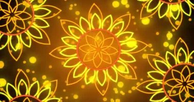 4K 'de renkli çiçek tasarımı. Herhangi bir videoya koymak kolay. Ramazan Kareem, Kurban Bayramı ve Kurban Bayramı için neon çiçek tasarımı 4K 'da El-Adha grafik animasyonu.