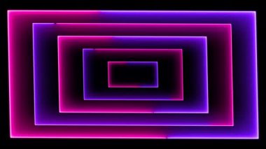 Neon renkli, pürüzsüz halkalı animasyon tüneli hareket hızıyla ilerliyor. 4k 'da parlayan neon renkli ışık tüneli.
