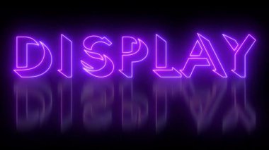 Neon renkli Ekran Kelime Canlandırması. 4k 'de koyu bir arkaplanda parlayan neon renkli hareket çizgisi var. Teknoloji video animasyonu. Kullanımı kolay.