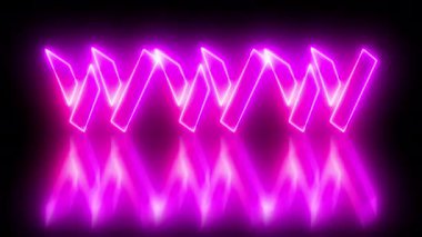 Neon renkli WWW kelime animasyonu. 4k 'de koyu bir arkaplanda parlayan neon renkli hareket çizgisi var. Teknoloji video animasyonu. Kullanımı kolay.