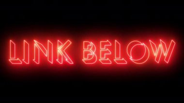 Parlak neon renkli Link Altyazı animasyonu. 4k 'de koyu bir arkaplanda parlayan neon renkli hareket çizgisi var. 4k içinde teknoloji video materyali animasyonu. 