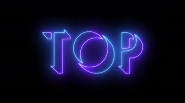4K 'deki en parlak neon metin animasyonu. 4K 'da koyu bir arkaplan üzerinde parlak neon renkli hareket çizgisi olan neon renkli Top metni. 4K 'da teknoloji video animasyonu. 