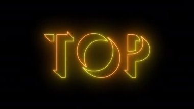 4K 'deki en parlak neon metin animasyonu. 4K 'da koyu bir arkaplan üzerinde parlak neon renkli hareket çizgisi olan neon renkli Top metni. 4K 'da teknoloji video animasyonu. 