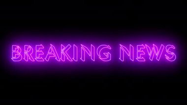 Son dakika haberi, 4K 'de serin animasyon. Herhangi bir videoya koymak kolay. Koyu arkaplan üzerinde parıldayan hareketli bir ana hatlı neon renkli metin. Bir başlık, TV haberleri ve haber kanalları için son dakika haberi.