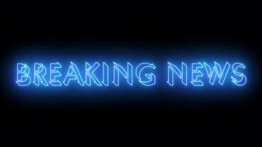 Son dakika haberi, 4K 'de serin animasyon. Herhangi bir videoya koymak kolay. Koyu arkaplan üzerinde parıldayan hareketli bir ana hatlı neon renkli metin. Bir başlık, TV haberleri ve haber kanalları için son dakika haberi.