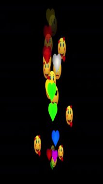 Alfa kanalındaki kalp ve emoji simgelerinin dikey tepkileri. Facebook, Instagram ve Twitter için sosyal medya canlı tepkiler veriyor. Canlı yayında sohbet için canlı yayın simgesi. Kullanımı kolay. 