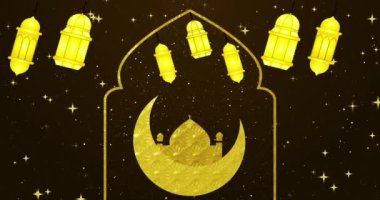 İslami ay ve fenerle 4K Ramazan Arkaplanı. Renkli arka planda Ramazan Kareem festivali BG. Sahneler için Ramazan Arkaplanı, Ramazan Kareem, Kurban Bayramı, Selamlama ve Kurban Bayramı.