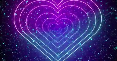 Romantik bir geçmişi olan 4K kalpleri. Renkli parçacıklarla kalp animasyonu. Sevgililer Günü için kalp geçmişi, anneler günü, düğünler, 4K 'da babalar günü. Hareket arkaplanı olarak kullanılması kolay. 