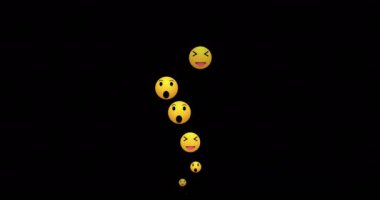 Alfa kanalında 4K canlı performans ve mutlu emoji simgeleri. Sosyal medya canlı tepkiler veriyor. Canlı yayında sohbet için canlı yayın simgesi. Herhangi bir videoda kullanması kolay.