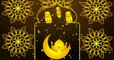 4K İslami tasarım arka plan. İslam, 4K 'da Ramazan Kareem, Kurban Bayramı ve Kurban Bayramı için altın rengi arka plan tasarladı. İslami tasarım uydusu zengin altın rengi ile İslam tasarımı.
