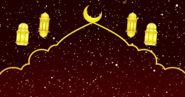 İslami ay ve fenerle 4K Ramazan Arkaplanı. Kırmızı arka planda Ramazan Kareem festivali BG. Sahneler için Ramazan Arkaplanı, Ramazan Kareem, Kurban Bayramı, Selamlama ve Kurban Bayramı.