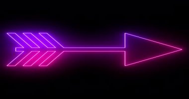 4K animasyon neon renkli ok arka planı. Pembe ve mor renkli parlak neon oklar siyah arka planda canlandırılır. Büyüleyici 4K Canlandırılmış neon büyüyen siyah arkaplan üzerindeki ok. 