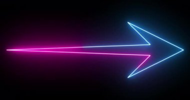4K animasyon neon renkli ok arka planı. Pembe ve mavi renkli parlak neon oklar siyah arka planda canlandırılır. Büyüleyici 4K Canlandırılmış neon büyüyen siyah arkaplan üzerindeki ok. 