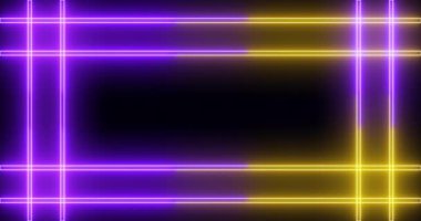 4K 'da parlak ışıklı neon hattı. 4K 'deki siyah arkaplanda yanıp sönen parlak neon çizgiler. Herhangi bir videoda kullanması kolay.