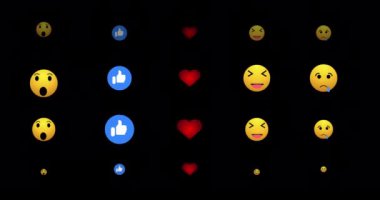 Alfa kanalındaki simge ve emojilerin 4K canlı reaksiyonları. Sosyal medya canlı tepkiler veriyor. Canlı yayında sohbet için canlı yayın simgesi. Herhangi bir videoda kullanması kolay.