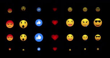 Alfa kanalındaki simge ve emojilerin 4K canlı reaksiyonları. Sosyal medya canlı tepkiler veriyor. Canlı yayında sohbet için canlı yayın simgesi. Herhangi bir videoda kullanması kolay.