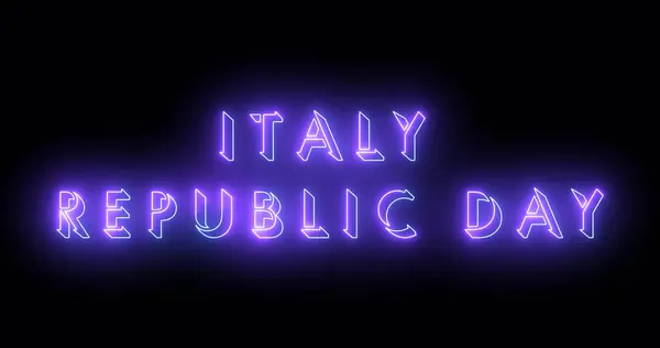 stock image Illustration Italy Republic Day text cool neon-colored. Neon-colored Italy Republic Day text with a glowing neon for a banner, social media feed wallpaper stories. Technology video material.