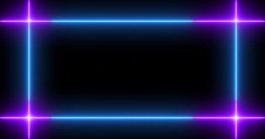 4K Neon Hattı. Siyah arka planda parlak bir ışık var. Parlak yanıp sönen neon çizgiler. Siyah arkaplanda elektrik flaşlarının etkisi. Kullanımı kolay. Teknoloji video materyali animasyonu.