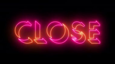 4K içerisindeki metin animasyonunu kapat. Çevrimiçi atölye, blog, web, kafe ve otel için ışıltılı bir taslak içeren neon renkli metin. Teknoloji video animasyonu 4K 'da. Herhangi bir videoya koymak kolay.