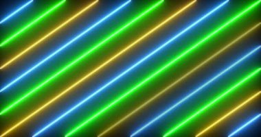 4K cool neon tasarım çizgi animasyonu siyah bir arkaplanda. Neon tasarım çizgi animasyonu selamlama, gece kulüpleri ve etkinlik kutlamaları için. Herhangi bir videoda kullanılabilir.Teknoloji video materyali animasyonu.