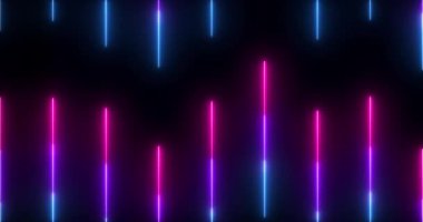 4K neon soyut çizgileri siyah bir arkaplan üzerinde canlandırma. Neon soyut çizgileri selamlama, gece kulüpleri ve etkinlik kutlamaları için animasyon. Herhangi bir videoda kullanması kolay. Teknoloji video materyali animasyonu.